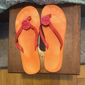 Tory Burch Orange Sandals with Red Accents